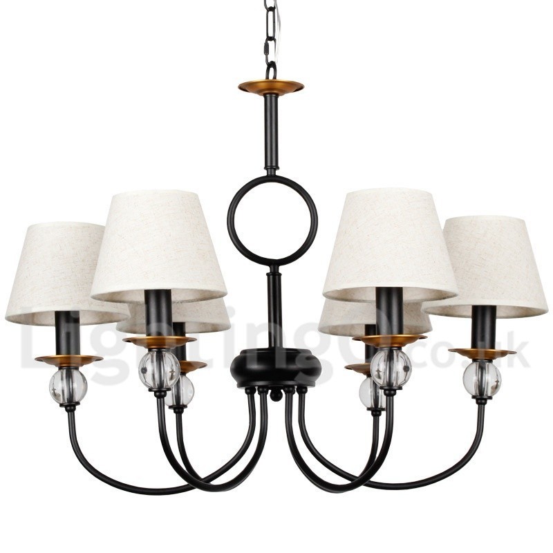 Candelabru contemporan în stil lumânare cu 6 lumini, rustic, negru, stil mediteranean