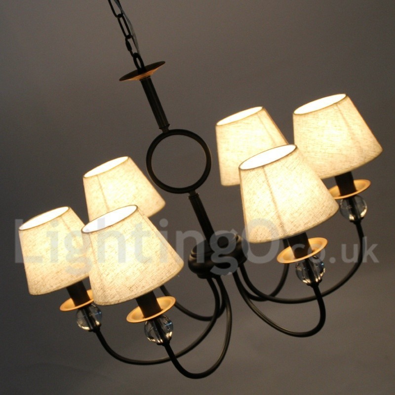 Candelabru contemporan în stil lumânare cu 6 lumini, rustic, negru, stil mediteranean