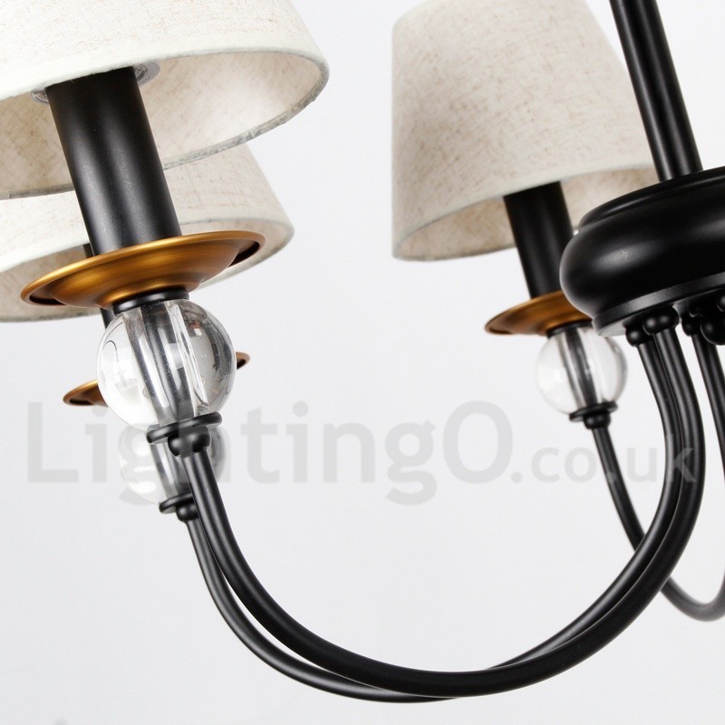 Candelabru contemporan în stil lumânare cu 6 lumini, rustic, negru, stil mediteranean