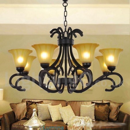 Candelabru contemporan în stil negru cu 8 lumini