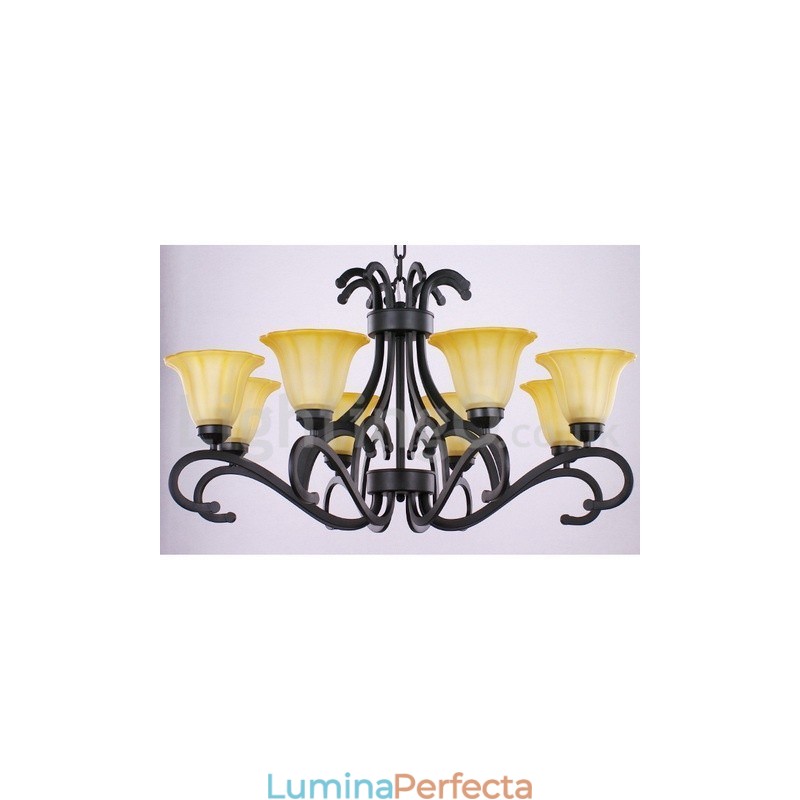 Candelabru contemporan în stil negru cu 8 lumini