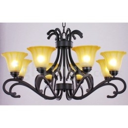 Candelabru contemporan în stil negru cu 8 lumini