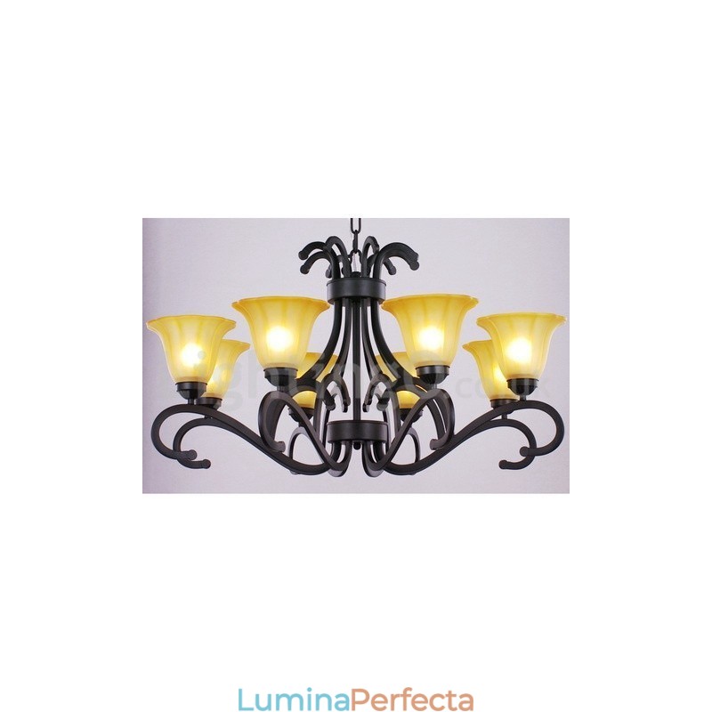 Candelabru contemporan în stil negru cu 8 lumini
