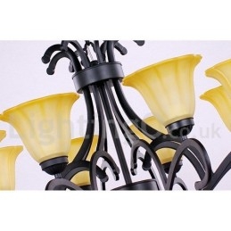 Candelabru contemporan în stil negru cu 8 lumini
