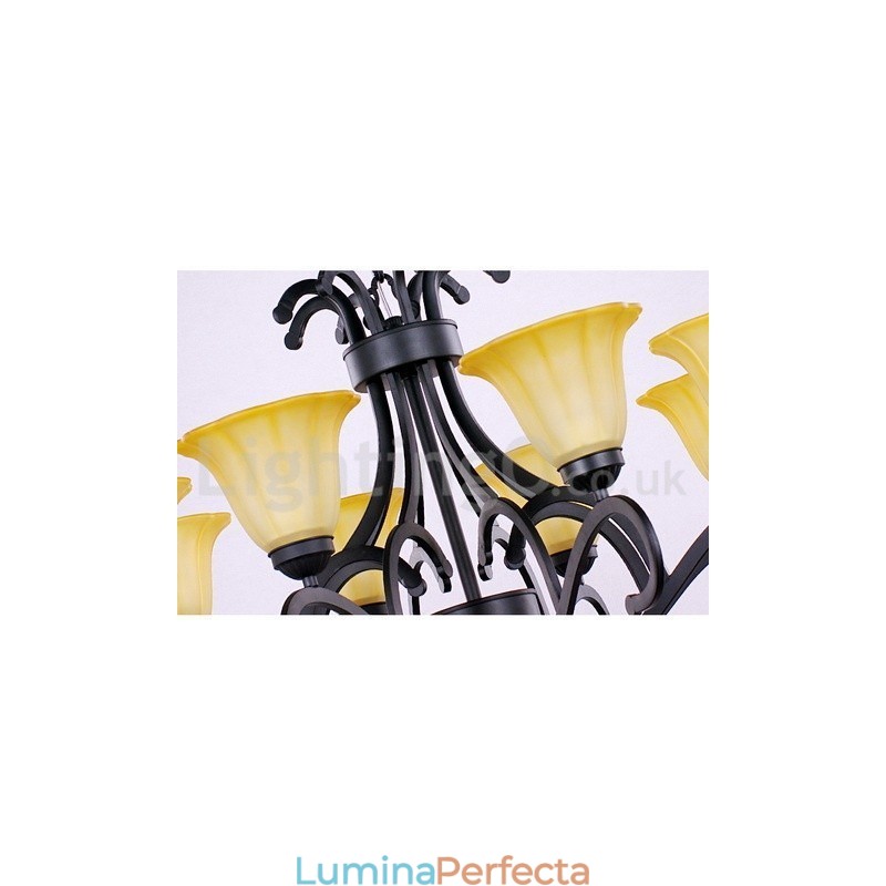Candelabru contemporan în stil negru cu 8 lumini