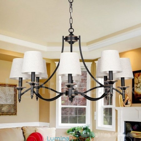 Candelabru contemporan în stil lumânare cu 8 lumini, retro, rustic, negru Candelabru contemporan în stil lumânare cu 8 lumini, retro, rustic, negru