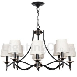Candelabru contemporan în stil lumânare cu 8 lumini, retro, rustic, negru