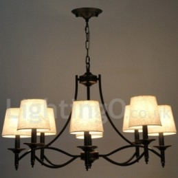Candelabru contemporan în stil lumânare cu 8 lumini, retro, rustic, negru