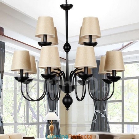 Candelabru cu 12 lumini, rustic, 2 niveluri, retro contemporan în stil lumânare Candelabru cu 12 lumini, rustic, 2 niveluri, retro contemporan în stil lumânare