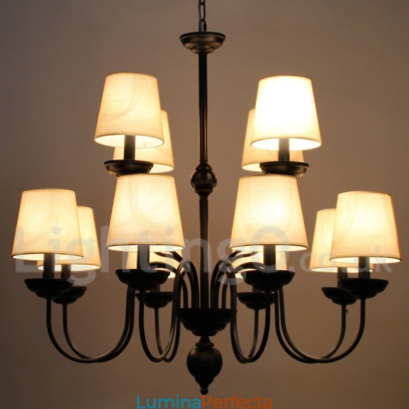 Candelabru cu 12 lumini, rustic, 2 niveluri, retro contemporan în stil lumânare