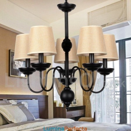 Candelabru în stil lumânare, retro, rustic, cu 5 lumini Candelabru în stil lumânare, retro, rustic, cu 5 lumini