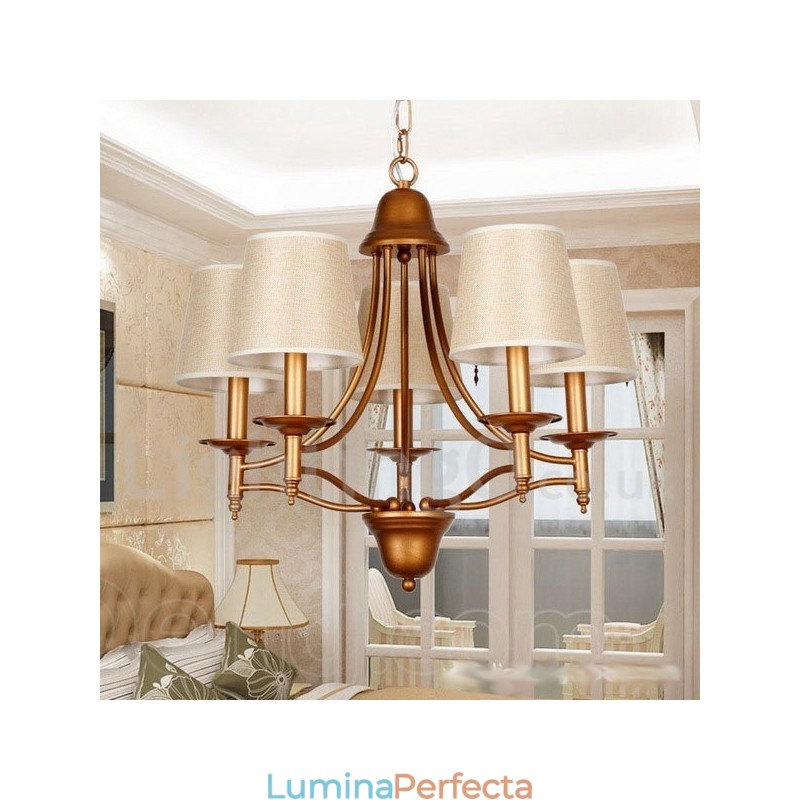 Candelabru în stil lumânare cu 5 lumini, rustic, retro, stil mediteranean