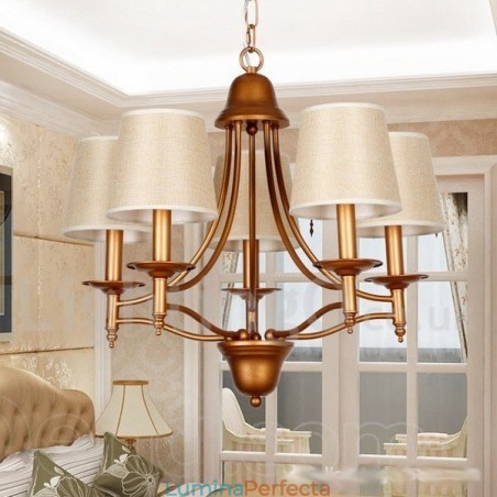 Candelabru în stil lumânare cu 5 lumini, rustic, retro, stil mediteranean Candelabru în stil lumânare cu 5 lumini, rustic, retro, stil mediteranean