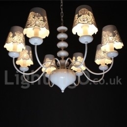 Candelabru cu 8 lumini, modern, contemporan alb, stil lumânare