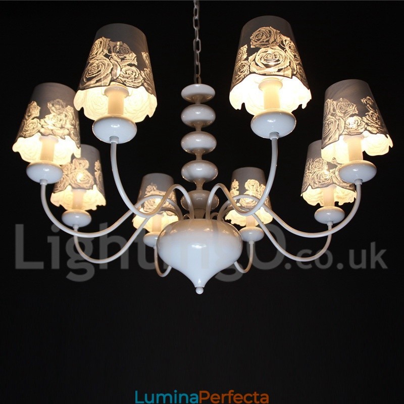 Candelabru cu 8 lumini, modern, contemporan alb, stil lumânare