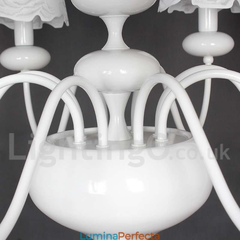 Candelabru cu 8 lumini, modern, contemporan alb, stil lumânare