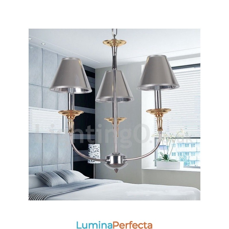 Candelabru cromat modern, în stil lumânare, cu 3 lumini