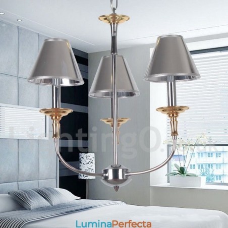 Candelabru cromat modern, în stil lumânare, cu 3 lumini Candelabru cromat modern, în stil lumânare, cu 3 lumini