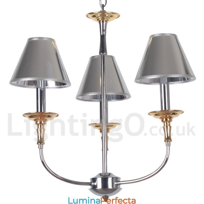 Candelabru cromat modern, în stil lumânare, cu 3 lumini