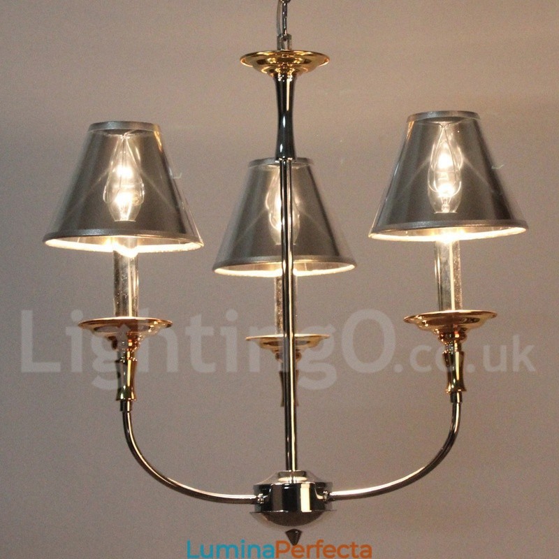 Candelabru cromat modern, în stil lumânare, cu 3 lumini