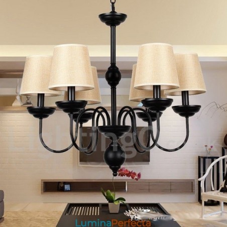 Candelabru în stil lumânare, retro, rustic, cu 6 lumini Candelabru în stil lumânare, retro, rustic, cu 6 lumini
