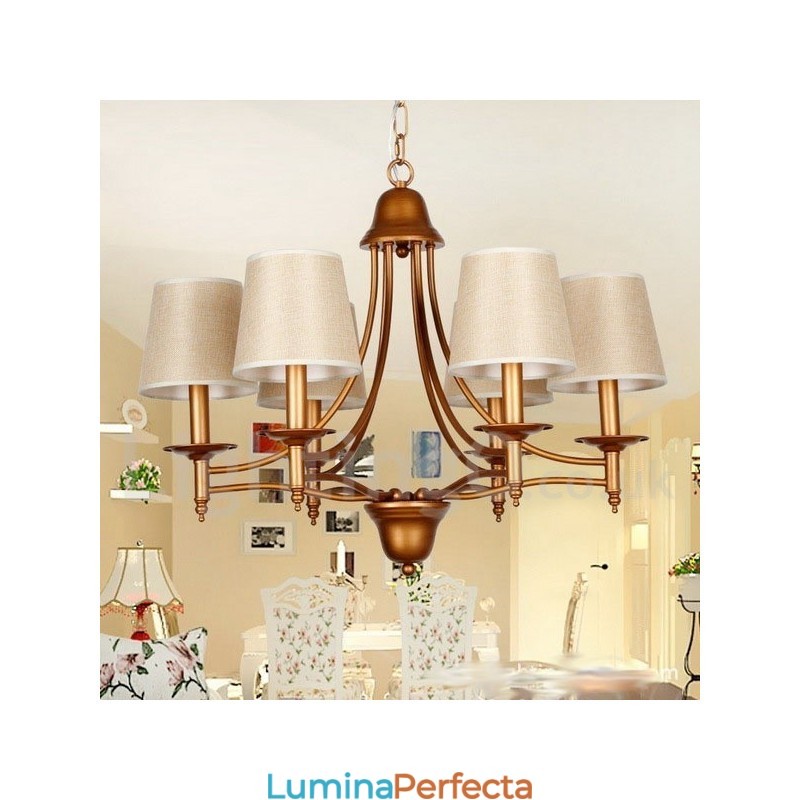 Candelabru în stil lumânare cu 6 lumini, rustic, retro, stil mediteranean