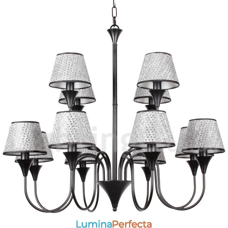 Candelabru cu 12 lumini, rustic, modern, retro, negru, stil lumânare