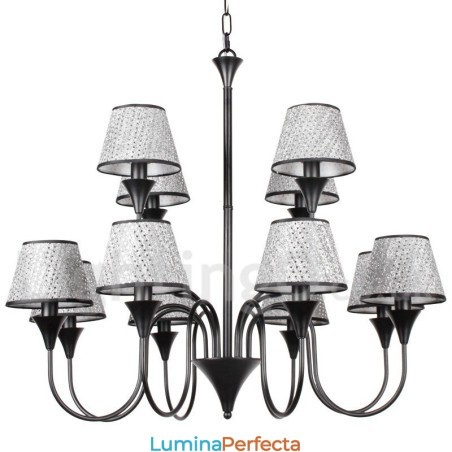 Candelabru cu 12 lumini, rustic, modern, retro, negru, stil lumânare Candelabru cu 12 lumini, rustic, modern, retro, negru, stil lumânare