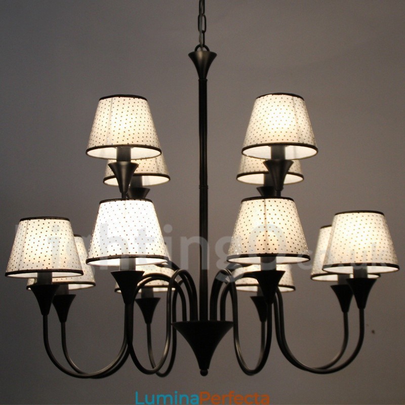 Candelabru cu 12 lumini, rustic, modern, retro, negru, stil lumânare