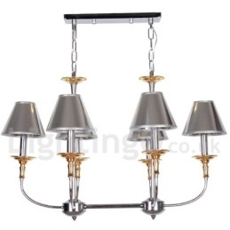 Candelabru cromat, modern, cu 6 lumini, în stil lumânare