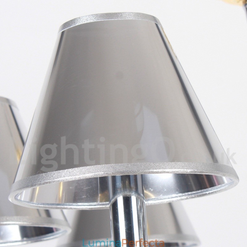 Candelabru cromat, modern, cu 6 lumini, în stil lumânare