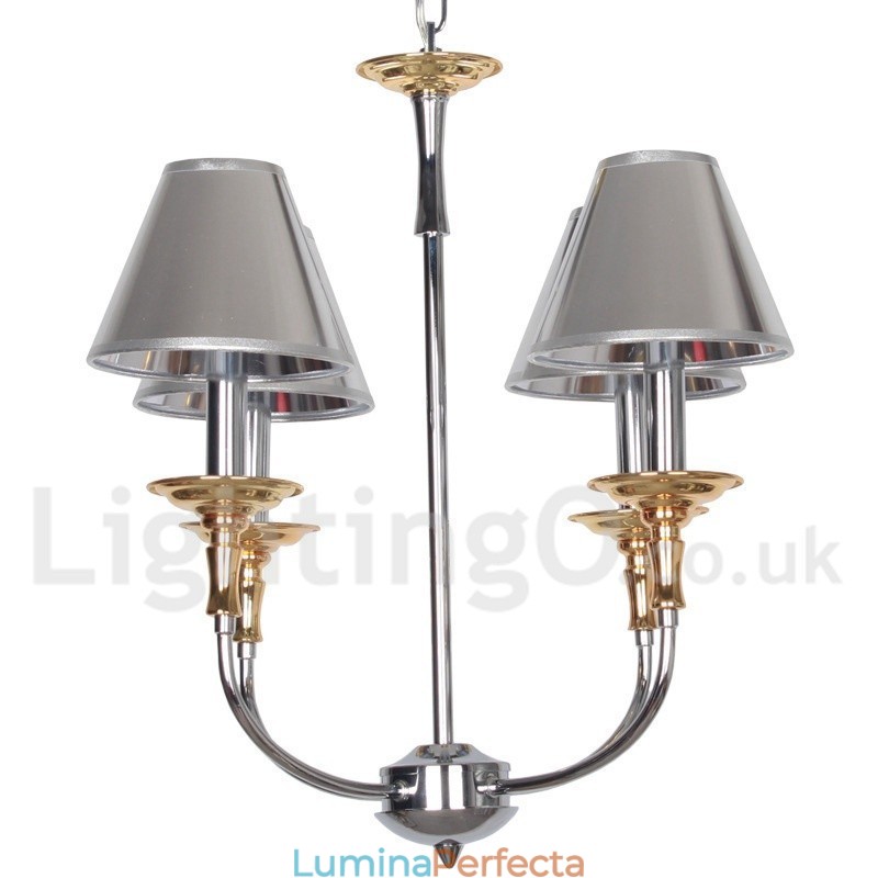Candelabru cromat, modern, cu 4 lumini, în stil lumânare