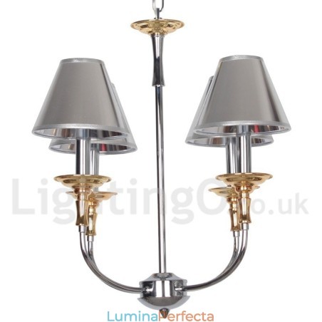 Candelabru cromat, modern, cu 4 lumini, în stil lumânare Candelabru cromat, modern, cu 4 lumini, în stil lumânare