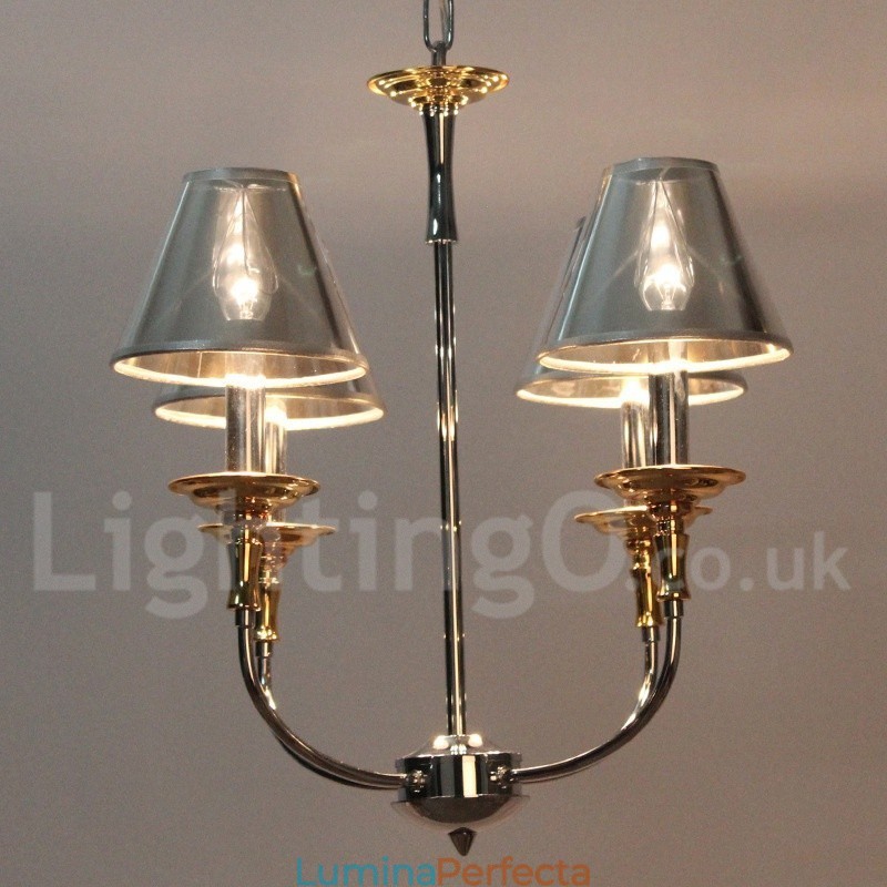 Candelabru cromat, modern, cu 4 lumini, în stil lumânare