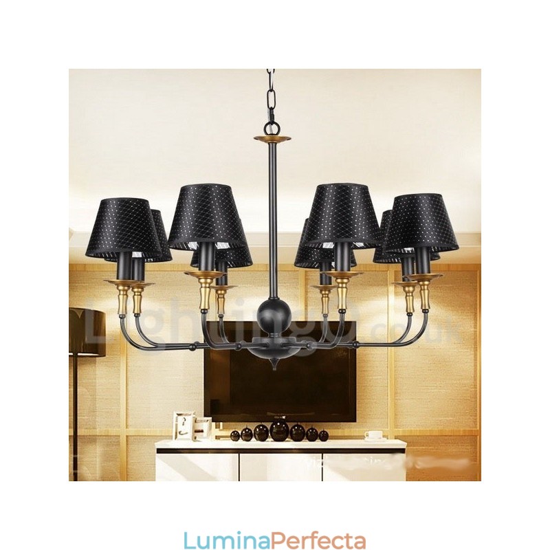 Candelabru în stil retro rustic cu 8 lumini
