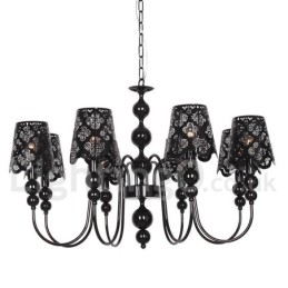 Candelabru cu 8 lumini, modern, contemporan, negru, stil lumânare