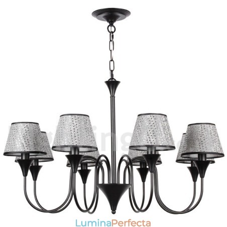 Candelabru cu 8 lumini, rustic, modern, retro, negru, stil lumânare Candelabru cu 8 lumini, rustic, modern, retro, negru, stil lumânare