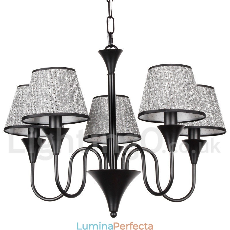 Candelabru cu 5 lumini, rustic, modern, retro, negru, stil lumânare