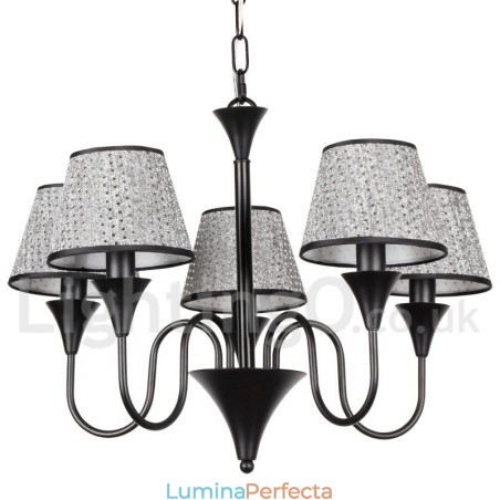 Candelabru cu 5 lumini, rustic, modern, retro, negru, stil lumânare Candelabru cu 5 lumini, rustic, modern, retro, negru, stil lumânare