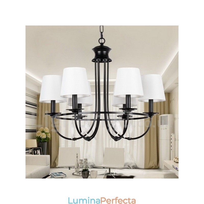 Candelabru în stil lumânare, 6 lumini, retro, negru, stil mediteranean, rustic contemporan