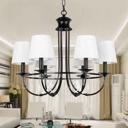 Candelabru în stil lumânare, 6 lumini, retro, negru, stil mediteranean, rustic contemporan Candelabru în stil lumânare, 6 lumini, retro, negru, stil mediteranean, rustic contemporan