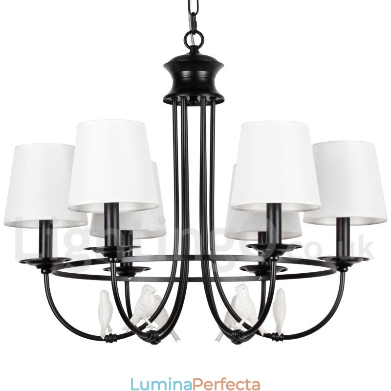 Candelabru în stil lumânare, 6 lumini, retro, negru, stil mediteranean, rustic contemporan