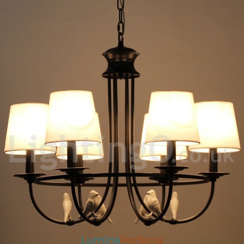Candelabru în stil lumânare, 6 lumini, retro, negru, stil mediteranean, rustic contemporan