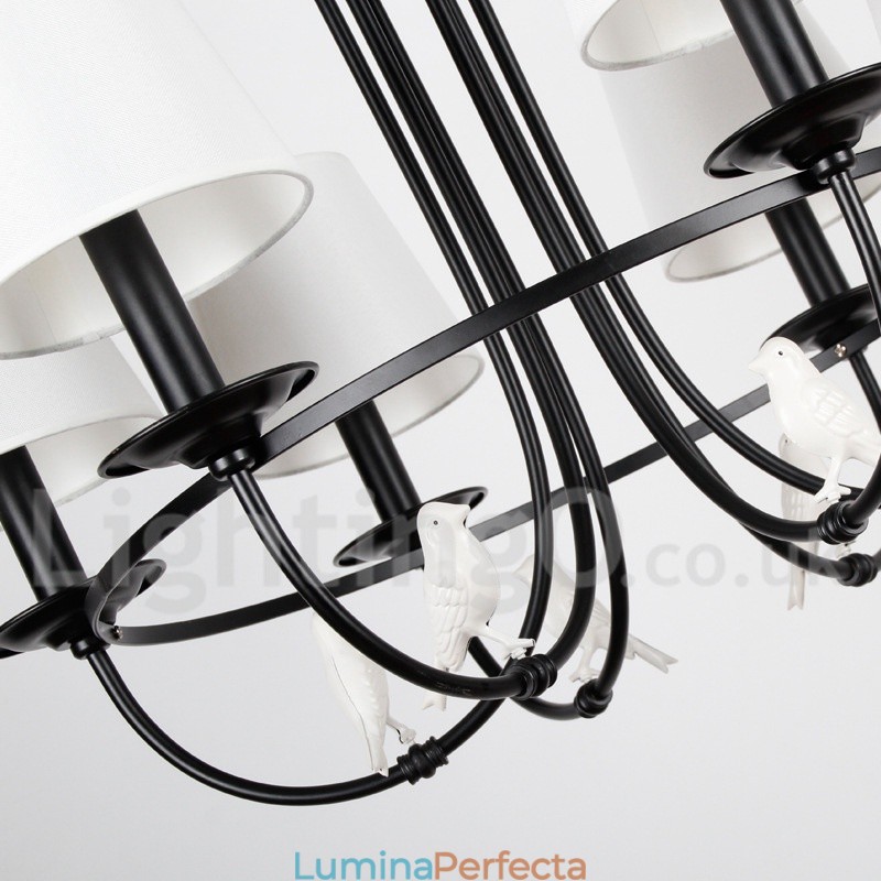Candelabru în stil lumânare, 6 lumini, retro, negru, stil mediteranean, rustic contemporan