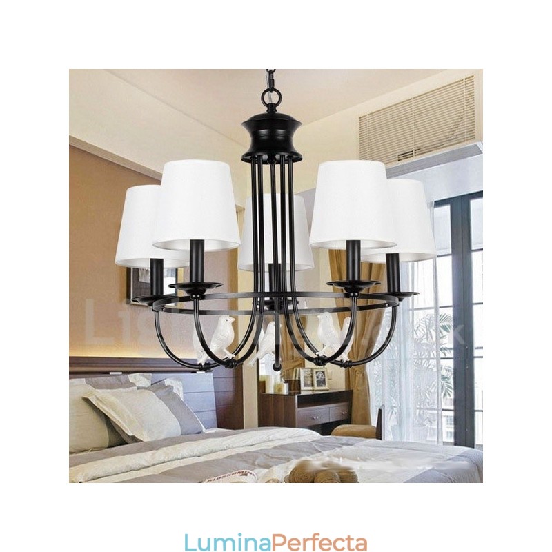 Candelabru în stil lumânare, 5 lumini, retro, negru, stil mediteranean, rustic contemporan