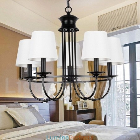 Candelabru în stil lumânare, 5 lumini, retro, negru, stil mediteranean, rustic contemporan Candelabru în stil lumânare, 5 lumini, retro, negru, stil mediteranean, rustic contemporan