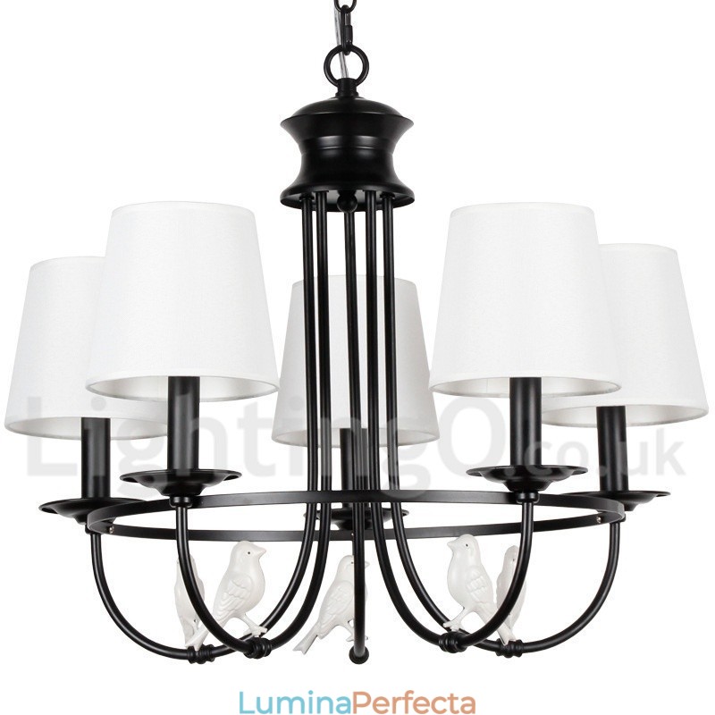 Candelabru în stil lumânare, 5 lumini, retro, negru, stil mediteranean, rustic contemporan