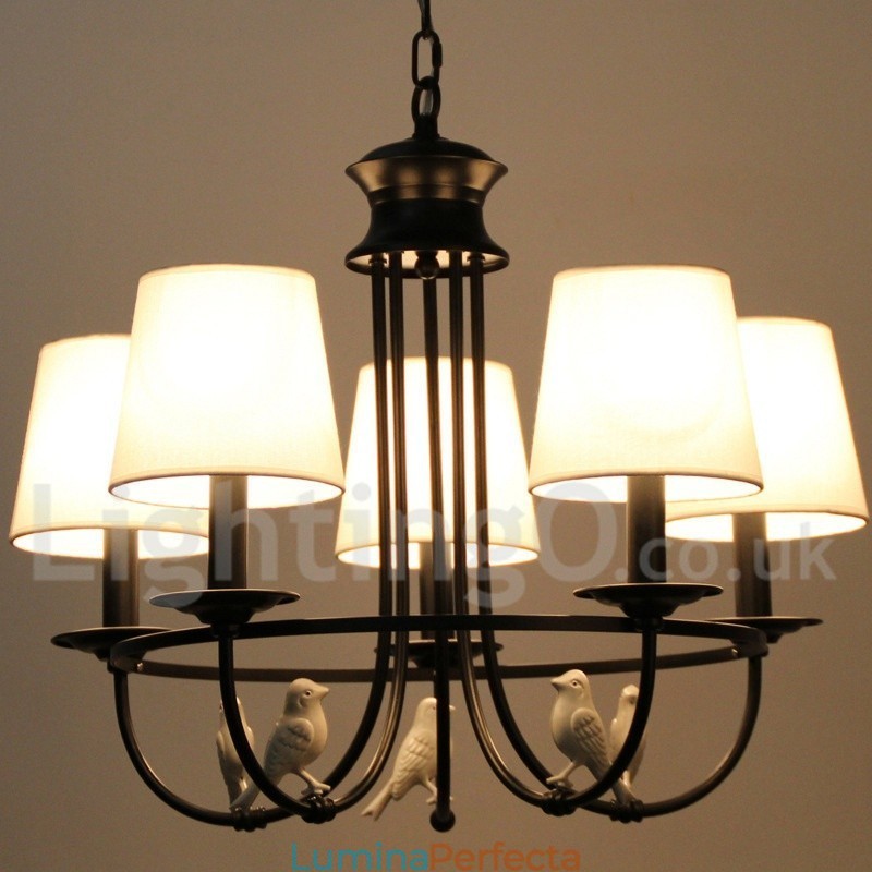 Candelabru în stil lumânare, 5 lumini, retro, negru, stil mediteranean, rustic contemporan