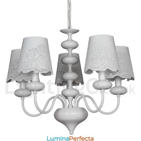 Candelabru cu 5 lumini, modern, contemporan alb, stil lumânare Candelabru cu 5 lumini, modern, contemporan alb, stil lumânare