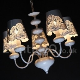 Candelabru cu 5 lumini, modern, contemporan alb, stil lumânare